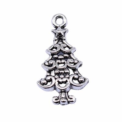 China Vintage 200pcs/bag 23x13mm Antique Silver Plated Zinc Alloy Christmas Tree Charms Pendants ABD-C14284 for sale