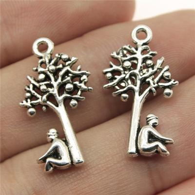 China Vintage 50pcs/bag 25x13mm Newton And Apple Tree Charms Silver Plated Zinc Alloy Pendants ABD-C12818 for sale