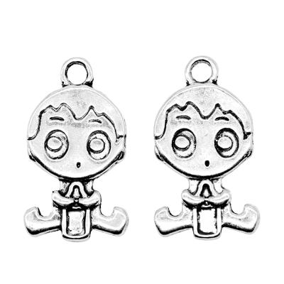 China Vintage 100pcs/bag 24x13mm Antique Silver Plated Zinc Alloy Baby Boy Double Sided Charms Pendants ABD-C10402 for sale