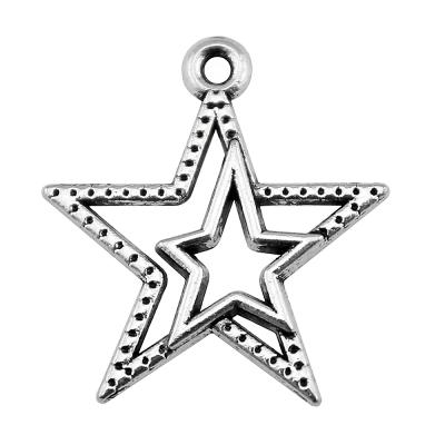 China Vintage 200pcs/bag 23x20mm Antique Silver Plated Bronze Plated Zinc Alloy Star Charms Pendants ABD-C10420 for sale