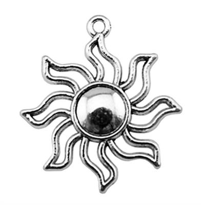 China Vintage 50pcs/bag 35x31mm Silver Plated Bronze Plated Zinc Alloy Plated Antique Sun Charms Pendants ABD-C10973 for sale