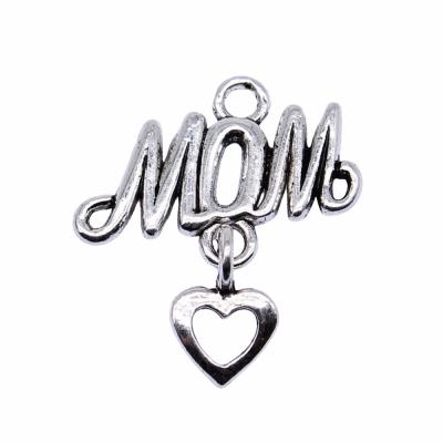 China 50pcs/bag 24x20mm Vintage Antique Mum Silver Plated Zinc Alloy Heart Charms Pendants ABD-C14137 for sale