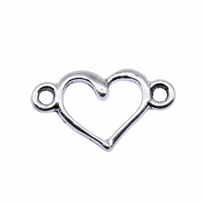 China Vintage 400pcs/bag 15x9mm Silver Plated Zinc Alloy Hollow Antique Heart Connector Charms Pendants ABD-C14423 for sale