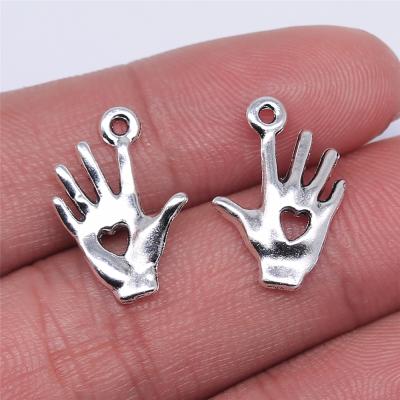 China Vintage 200pcs/bag 18x11mm Antique Silver Plated Zinc Alloy Hearts Of Palm Charms Pendants ABD-C12061 for sale