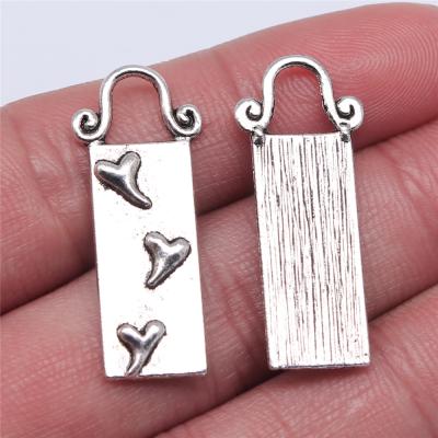 China Vintage 100pcs/bag 31x10mm Antique Silver Plated Zinc Alloy Hearts Charms Pendants ABD-C12326 for sale