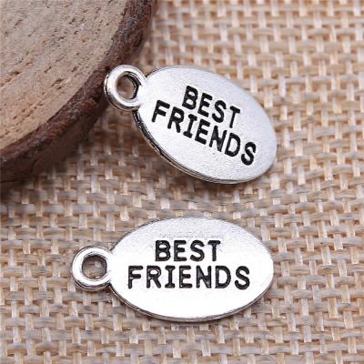 China 200pcs/bag 10x18mm Vintage Antique Silver Plated Bronze Plated Best Friends Zinc Alloy Nameplate Charms Pendants ABD-C11159 for sale