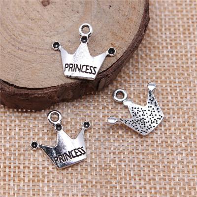 China 200pcs/bag 17x19mm Vintage Antique Silver Plated Bronze Plated Zinc Alloy Princess Crown Charms Pendants ABD-C10814 for sale