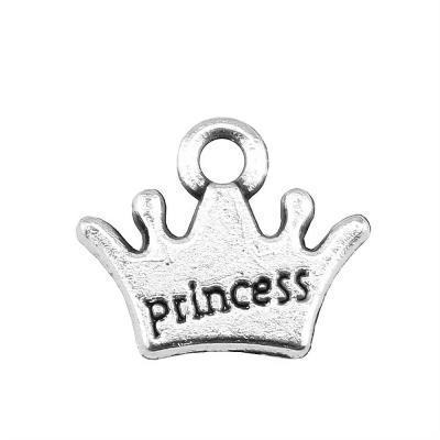 China 200pcs/bag 13mm Vintage Antique Silver Plated Bronze Plated Zinc Alloy Princess Crown Charms Pendants ABD-C10434 for sale