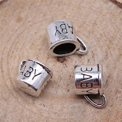 China Vintage 100pcs/bag 12mm Antique Silver Plated Bronze Plated Zinc Alloy 3D Mug Charms Pendants ABD-C10006 for sale