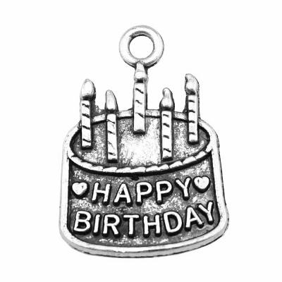 China 50pcs/bag 18x15mm Vintage Antique Silver Plated Bronze Plated Zinc Alloy Birthday Cake Charms Pendants ABD-C10855 for sale