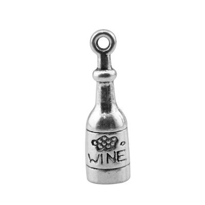 China Vintage 50pcs/bag 28x8mm Antique Silver Plated Bronze Plated Zinc Alloy 3D Wine Bottle Charms Pendants ABD-C10215 for sale