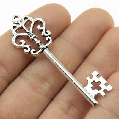 China Vintage 50pcs/bag 57x18mm Antique Silver Plated Bronze Plated Zinc Alloy Key Charms Pendants ABD-C10865 for sale