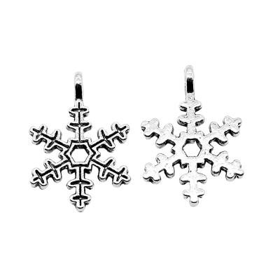 China Vintage 100pcs/bag 23mm Antique Silver Plated Zinc Alloy Snowflake Charms Pendants ABD-C10012 for sale