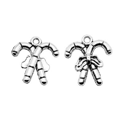 China 100pcs/bag 19x17mm Vintage Antique Christmas Silver Plated Zinc Alloy Crutches Charms Pendants ABD-C10616 for sale