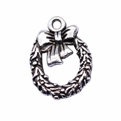 China 200pcs/bag 16x12mm Vintage Antique Silver Plated Zinc Alloy Bow Garland Charms Pendants ABD-C14243 for sale