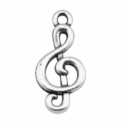 China Vintage 200pcs/bag 23mm Antique Silver Plated Bronze Plated Zinc Alloy Musical Note Charms Pendants ABD-C10492 for sale