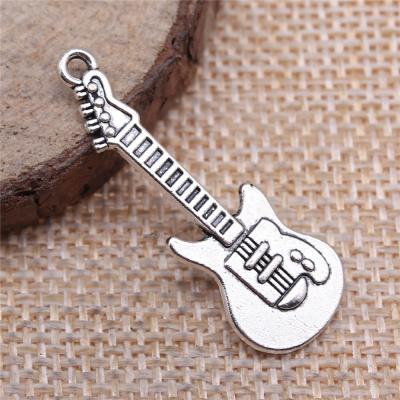 China 100pcs/bag 12x35mm Vintage Antique Silver Plated Bronze Plated Zinc Alloy Guitar Charms Pendants ABD-C11160 for sale