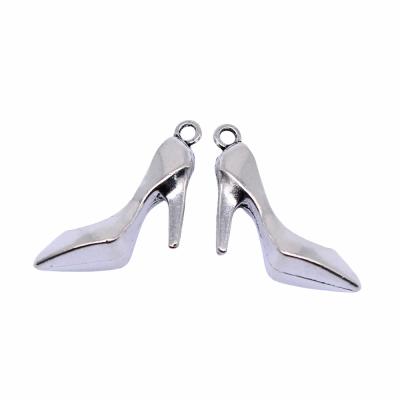 China Vintage 50pcs/bag 27x16mm Antique Silver Plated Bronze Plated Zinc Alloy High Heels Charms Pendants ABD-C11743 for sale