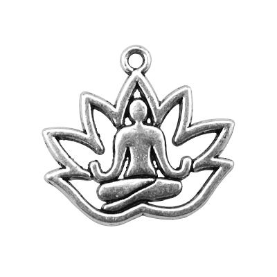 China 200pcs/bag 18x17mm Antique Silver Plated Lotus Buddha Statue Vintage Antique Bronze Plated Zinc Alloy ABD-C11945 Pendant Charms for sale