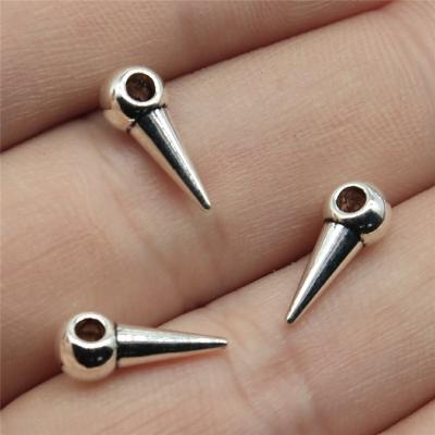 China 200pcs/bag 13x5x4mm Vintage Antique Taper Awl Silver Plated Zinc Alloy Fat Needle Beads Pendants ABD-C13012 for sale