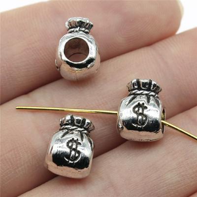 China Vintage 50pcs/bag 12x9x8mm Antique United States Silver Plated Big Dollar Bag Zinc Alloy Wallet Silver Hole Beads Pendants ABD-C13062 for sale