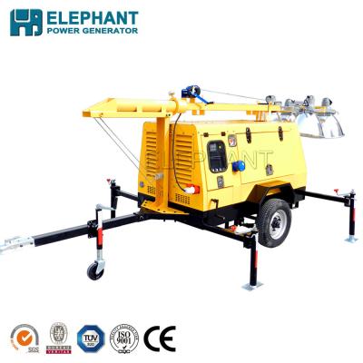 China Cold Rolled Steel Sheet Diesel Engine Movable Light Tower With 10kw Generator for sale