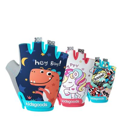 China Cute Cartoon Durable Children's Gloves Half-finger Hand Guard Cushioning Breathable Gloves Non-slip Children's Riding Sports for sale