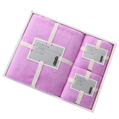 China Sustainable High-density Coral Fleece Towel Bath Towel Three-piece Gift Box Wedding Gift Company Gift Bath Towel Set Custom Wholesale for sale