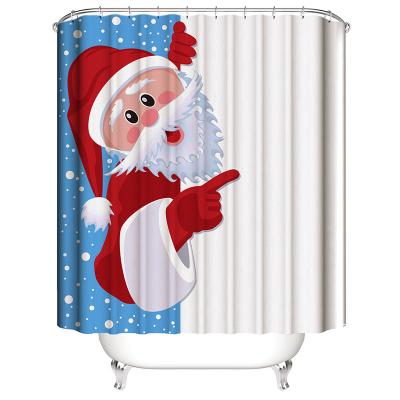 China Sustainable Luxurious Bathroom Shower Curtain Christmas Style Shower Curtain With Bathroom Mat Set New for sale