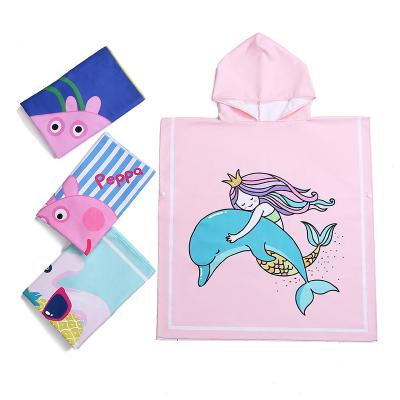 China Hot Selling Amazon Wholesale Microfiber Beach Towel Safe For Kids Kids Hooded Beach Towel for sale