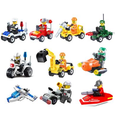 China Compatible Mini Transport Blocks Building Toy 14 Types Car Solider Police Toys Building Bricks for sale