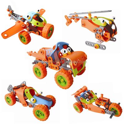 China 2018 Hot 5 IN 1 Toy Car Soft Flexible Tool Building Toy Assemble Variable Building Block With Screw Nut Wrench Screwdriver For Boy for sale