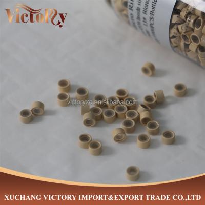 China With or without silicone inside micro bead with silicone inside 4.5*3.0*3.0MM 1000Pcs/Bottle light blonde color for micro ring hair extension for sale