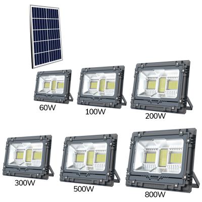 China Sports Stadiums Factory Price Ip65 Waterproof 60w 100w 200w 300w 500w 800w Remote Control Garden Led Solar Flood Light for sale