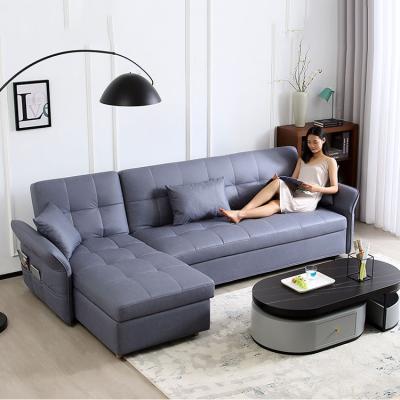 China Convertible Living Room Technology Fabric Sofa Cum Bed Modern Fabric Multifunctional Corner Sofa Bed With Storage for sale