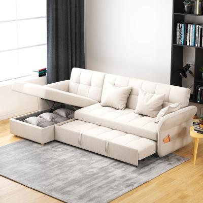 China Reclining Living Room Furniture Modern High End Suede Fabric Sofas L Shape Sectional Sofa Bed With Storage for sale