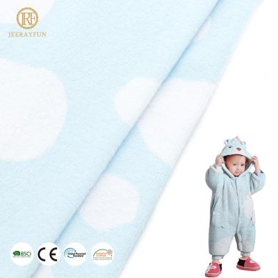 China Hot selling stretch blue and white color 65%polyester 30%rayon 5%spandex knit 200gsm jersey fabric for baby clothing for sale