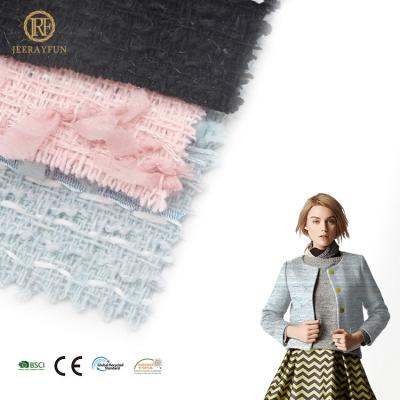 China 2022 New Design Gingham Tweed Suit 100p Wool Jacquard Multi Color Breathable Single Multi Color Woven Tweed Fabric for sale