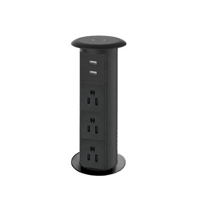 China Inside Automation Kitchen Furniture 3 Ways Smart Motorized US Plug Socket Pop Up Electrical Outlets for sale