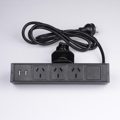 China Inside Australia Desktop Clamp Power Desk 3 Ways Socket With 2 USB Ports for sale