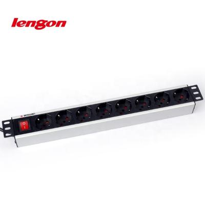 China German Type 1.5U 19 Inch 8 Rack Power Strip Outlets For Europe for sale