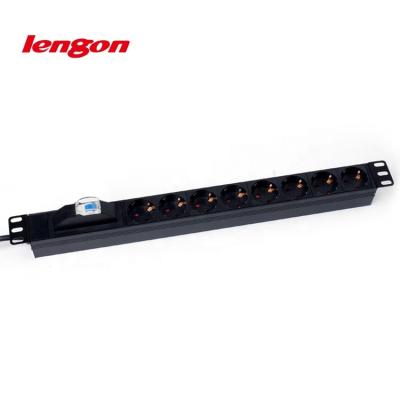 China 1U 19 Inch EU Commercial Type 7 Way 6 Way 16 Amp PDU With Single Air Switch for sale