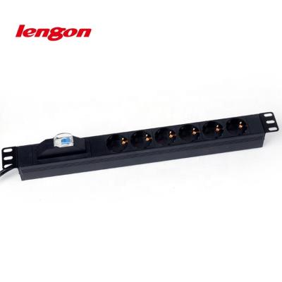 China 1U 19 Inch EU Commercial Type 8 Way 6 Way 16 Amp PDU With Single Air Switch for sale