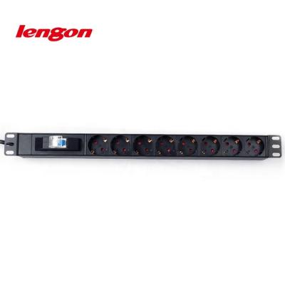 China Commercial Aluminum Vertical German Type 8 Ways PDU With Single Air Switch for sale