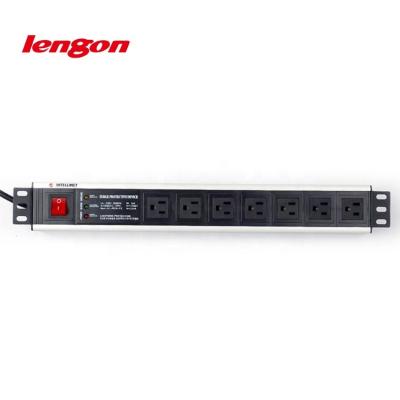 China 1.5U 7 Ways 19 Inch Rack US Commercial Type PDU With Surge Protection Filter Protection for sale