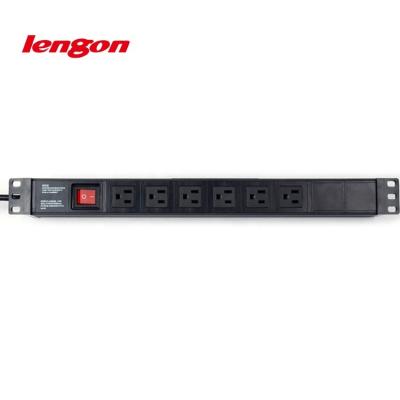 China China Supplier 19 Inch 1U US Commercial Type 6 Outlet PDU With Switch For Rack for sale