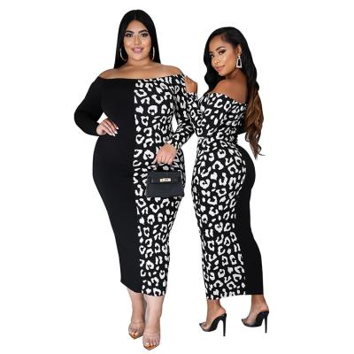 China 2020 spring summer wplus size women's breathable one-shoulder cow print dress women's temperament plus size party dresses for fat women for sale