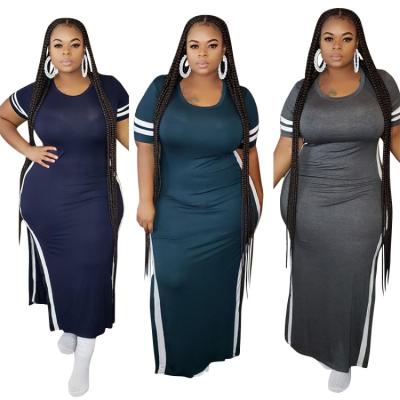 China 2021 summer new anti-static plus-size dress round neck and short sleeves T-shirt dress for sale