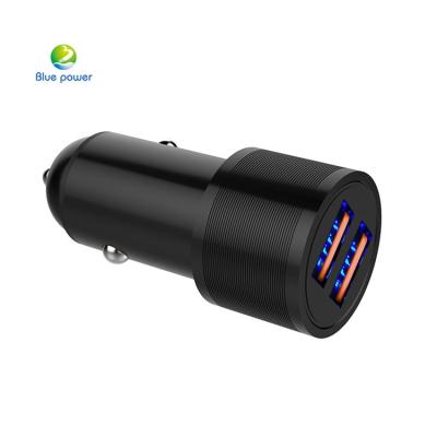 China Guangzhou manufacture metal usb car charger 12 24v 2usb qc3.0 car charger mobile phone/camera/laptop/tablet for sale