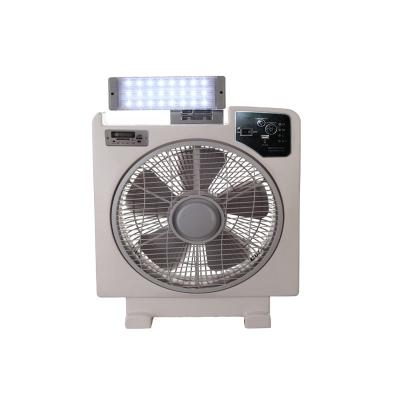 China Ventiladores solares de emergencia de mesa recargable de 12 pulgadas 12V con luz de emergencia y USB en venta